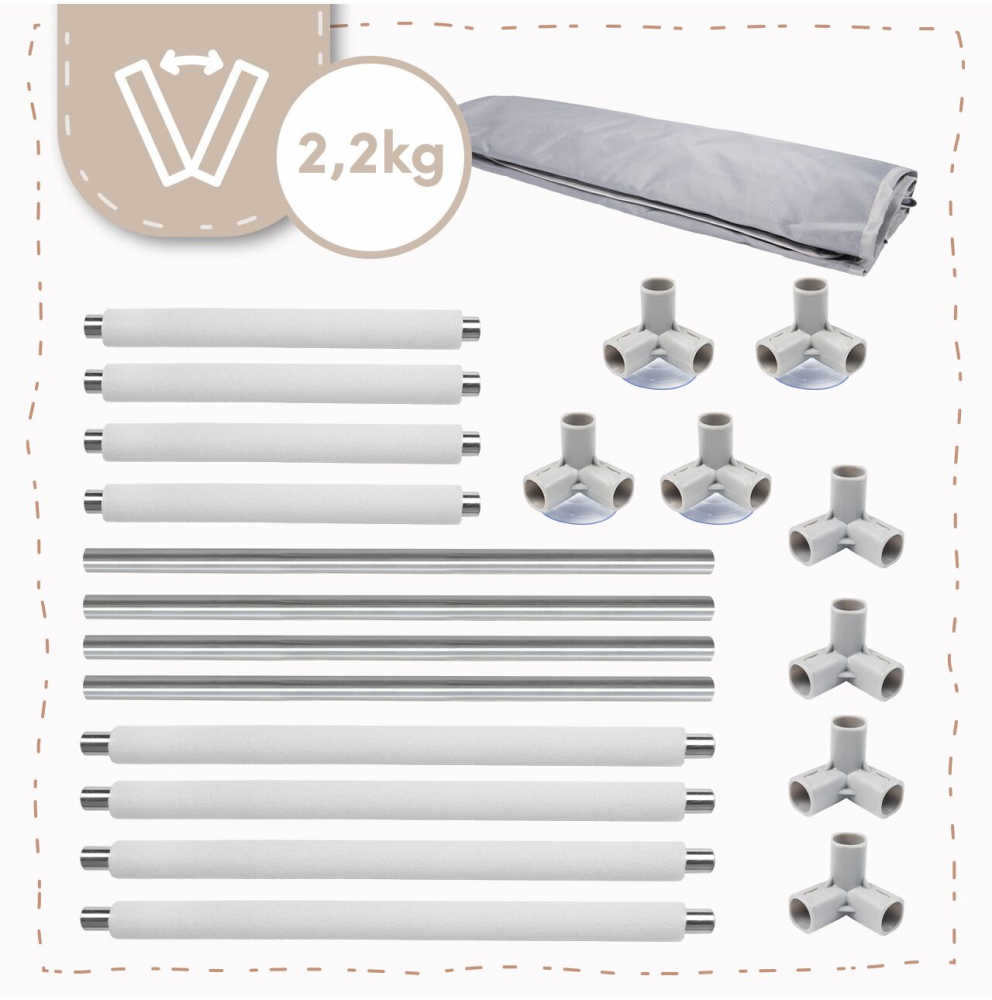Tarc de joaca pentru copii MalPlay Kivo Grey, design modern si sigur, acces mare cu fermoar actionat din exterior, dimensiune 120 x 120 cm, cu buzunar din plasa - 2