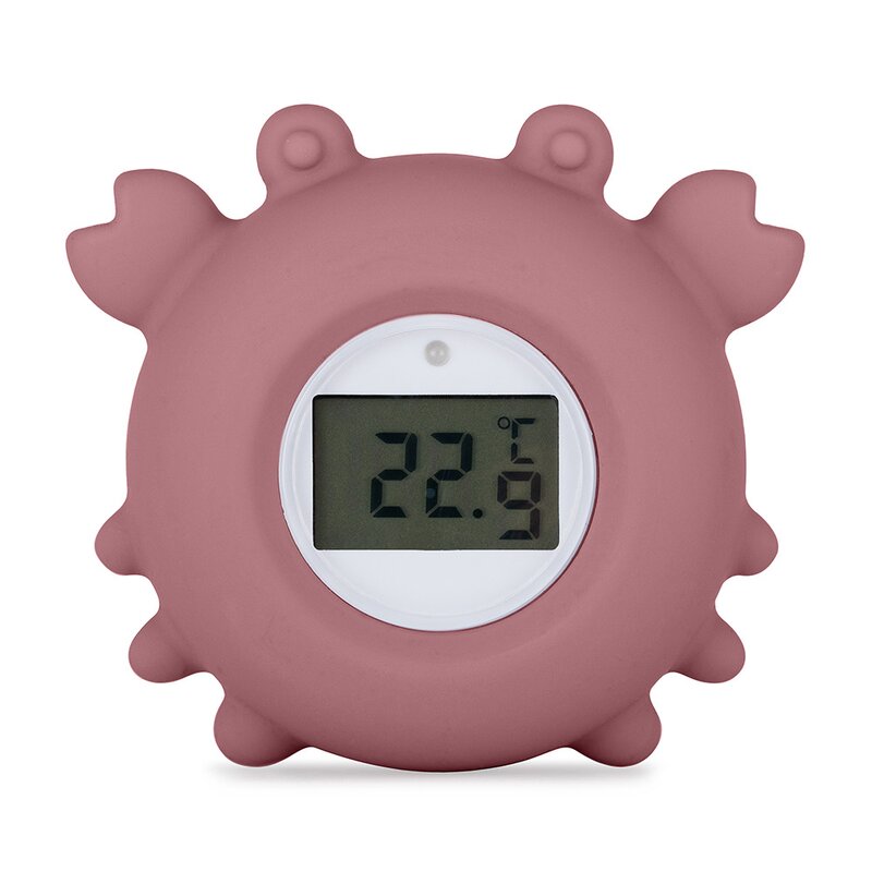 Temometru digital Petite&Mars Crabul Caleb, multifunctional, ecran usor de citit, valoare precisa, silicon sigur, avertizare temperatura, 0 luni+, Roz
