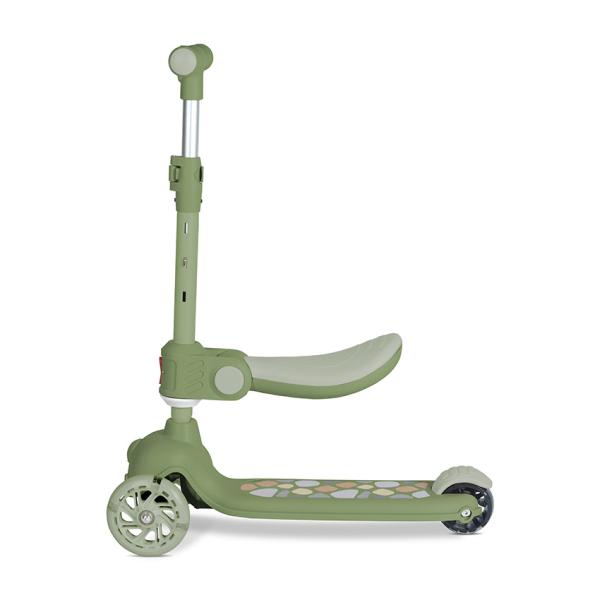 Trotineta pentru copii Lorelli Jetster Plus Green 3 ani+ pana la 20 kg, scaun pliabil si reglabil, roti din poliuretan cu led - 1 | YEO