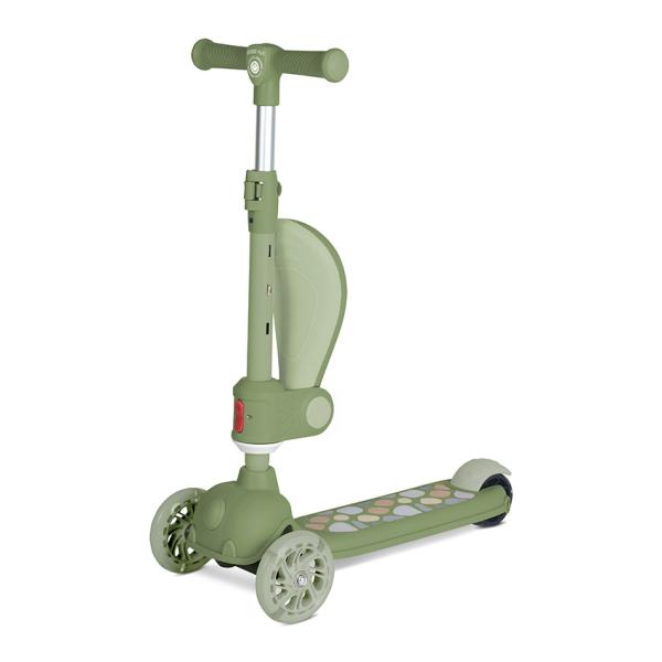 Trotineta pentru copii Lorelli Jetster Plus Green 3 ani+ pana la 20 kg, scaun pliabil si reglabil, roti din poliuretan cu led - 2 | YEO
