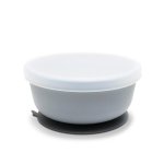 Bol de hranire cu capac din silicon natural si ventuza 6 luni+ Grey