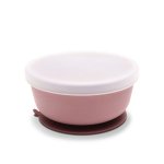 Bol de hranire cu capac din silicon natural si ventuza 6 luni+ Pink