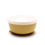 Bol de hranire cu capac din silicon natural si ventuza 6 luni+ Yellow