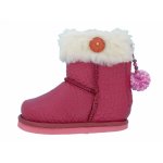 Cizmulite pentru fetite Erika Nappa Fucsia Pon-Pon imblanite din piele naturala marime 23