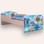 Pat pentru copii Elsa si dragonul, cu saltea, 2-6 ani, 130x60 cm