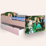 Pat pentru copii Frozen varianta 2, cu sertar si saltea, 2-12 ani, 160x80 cm