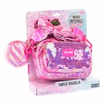 Geanta matlasata clutch cu paiete reversibile si portofel monede Girabrilla Magenta