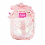 Gentuta Girabrilla Puffer Roz Deschis matlasata cu paiete si efect irizat