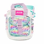 Gentuta Girabrilla Puffer Curcubeu matlasata cu paiete si efect irizat