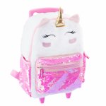 Ghiozdan troler fetita Girabrilla Unicorn Magic cu paiete reversibile si roti rezistente