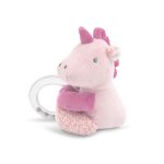 Jucarie de plus Unicorn Roz 11 cm cu inel si bilute zornaitoare 0 luni+