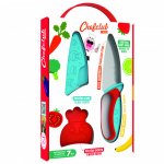 Kit cutit de bucatar pentru copii, Albastru si Rosu, Chefclub Kids