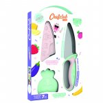 Kit cutit de bucatar pentru copii, Roz si Verde pastel, Chefclub Kids