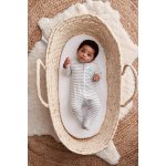 Salopeta din bumbac cu botosei si fermoar Love to Dream Grey Stripe 6-12 luni