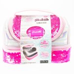 Cutie termica matlasata cu paiete reversibile si interior impermeabil Lunch box Girabrilla Pink Fluo