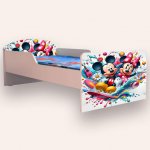Pat pentru copii Mickey si Minnie, cu saltea, 2-8 ani, 140x70 cm