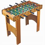 Masa de fotbal pentru copii, Matadi, constructie durabila din lemn, cu echipa compusa din 26 jucatori dispusi pe 8 randuri, cu manerele antiderapante, si contor manual de goluri, dimensiune 88 x 63 x 76 cm