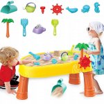Masuta de activitati pentru apa si nisip, Matadi, cu accesorii specifice incluse, dimensiune 60 x 36 x 40 cm