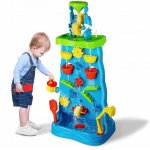 Joc 2 in 1 pentru copii Matadi, cu Perete de apa si Cascada, structura dubla, angrenaje rotative si atractii multiple, inaltime de 92 cm