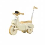 Motocicleta cu pedale pentru copii Nichiduta 3in1 Fast Beige cu maner parental detasabil,far cu lumina LED,muzica,structura stabila,sistem antirasturnare,roti rezistente,unghi de viraj limitat
