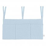 Organizator suspendat din muselina pentru pat, 60 x 30 cm, Little Amy, Albastru deschis