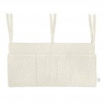 Organizator suspendat din muselina pentru pat, 60 x 30 cm, Little Amy, Golden dots crem