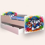 Pat pentru copii Paw Patrol varianta 4, cu sertar si saltea, 2-6 ani, 130x60 cm