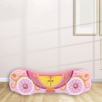 Pat pentru copii Trasura Cenusareasa Roz, 2-12 ani, 160x80cm