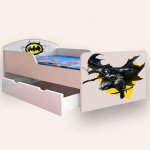 Pat pentru copii Batman cu sertar si saltea, 2-12 ani, 160x80 cm