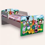 Pat pentru copii Clubul lui Mickey, cu manere si saltea, 2-12 ani, 160x80 cm