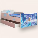 Pat pentru copii Frozen cu sertar si saltea, 2-12 ani, 160x80 cm