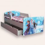 Pat pentru copii Frozen Together,cu manere, sertar si saltea, 2-12 ani, 160x80 cm