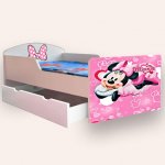 Pat pentru copii Minnie Mouse cu sertar si saltea, 2-8 ani, 140x70 cm