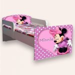 Pat pentru copii Minnie Mouse varianta 2 cu manere si saltea, 2-12 ani, 160x80 cm