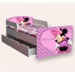 Pat pentru copii Minnie Mouse varianta 2, cu manere, sertar si saltea, 2-6 ani, 130x60 cm