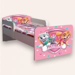 Pat pentru copii Paw Patrol cu manere si saltea, 2-8 ani, 140x70 cm