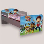 Pat pentru copii Paw Patrol cu manere si saltea, 2-8 ani, 140x70 cm