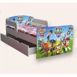 Pat pentru copii Paw Patrol varianta 2, cu manere, sertar si saltea, 2-6 ani, 130x60 cm