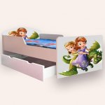 Pat pentru copii Sofia varianta 2 cu sertar, 2-12 ani, 160x80 cm