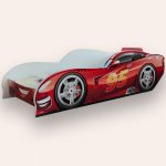Pat pentru copii masina Fulger McQueen Alb, 2-12 ani, 160x80 cm