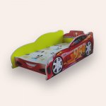 Pat pentru copii masina Turbo Speed 95 Galben cu saltea, 2-8 ani, 140x70 cm