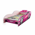 Pat pentru copii masina Turbo Speed 95 Roz, 2-8 ani, 140x70 cm