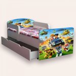 Pat pentru copii Paw Patrol varianta 3, cu manere si sertar, 2-8 ani, 140x70 cm