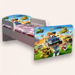 Pat pentru copii Paw Patrol varianta 3, cu manere si saltea, 2-6 ani, 130x60 cm