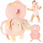 Pernuta de protectie spate si cap pentru copii, Ikonka, in forma de rucsacel cu bretele reglabile, dimensiune 31 x 21 x 8 cm, model Pink Fairy