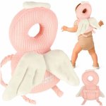 Pernuta de protectie spate si cap pentru copii, Ikonka, in forma de rucsacel cu bretele reglabile, dimensiune 31 x 19 x 8 cm, model Pink Angel