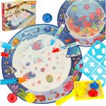 Covoras rotund pentru pictura cu apa, Ikonka, reutilizabil, cu uscare rapida, markere, stampile, sabloane incluse, diametru 80 cm, Aquatic World