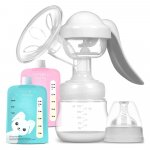 Pompa de san manuala Berdsen Alb,functii extractie/masaj,sticla 150ml cu tetina din silicon,fara Bpa,cupa din silicon,2 pungi colectare lapte matern incluse