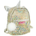 Rucsac fetita Girabrilla Unicorn Auriu cu paiete reversibile, bretele reglabile si buzunar frontal