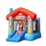 Saltea gonflabila Fun House cu tobogan, loc pentru sarituri si cos de baschet